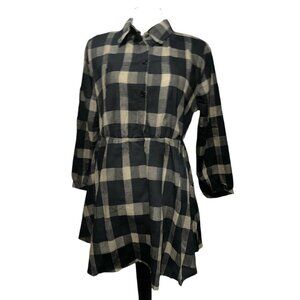 BloomChic Half Button Cinched Waist Long Sleeve Boho Ruffle Hem Blouse Sz 10 Med